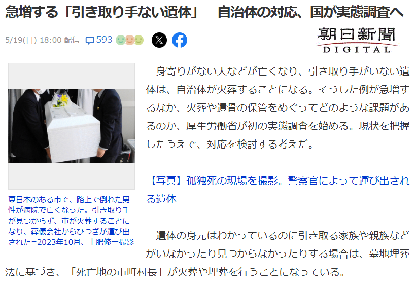 孤独死をどう思いますか　岐阜のお墓掃除屋「磨き専隊」です