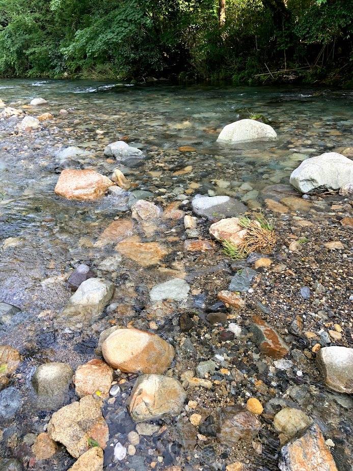 「川の恵みに感謝する日」石を水没させるとサビが出ます　岐阜お墓掃除屋「磨き専隊」です