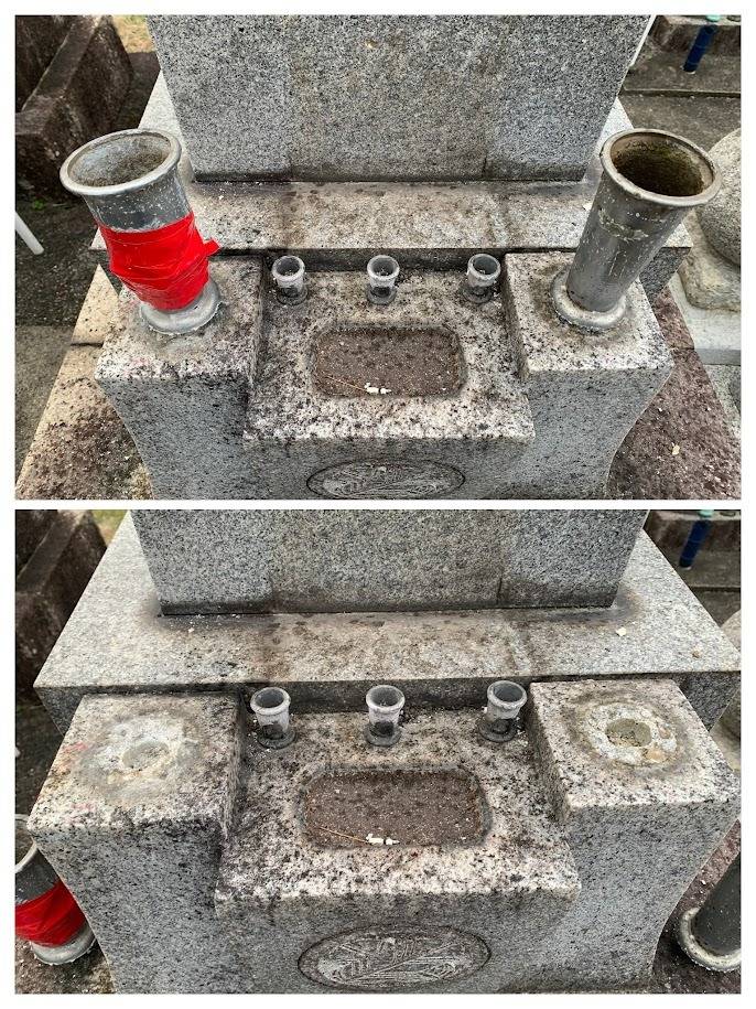 仕事はじめは「花筒取替」　岐阜のお墓掃除屋「磨き専隊」です